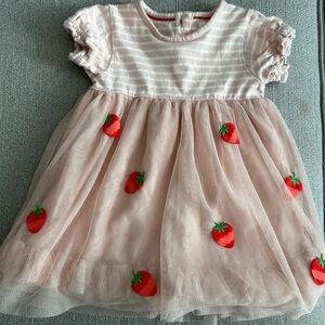 Baby Boden Pink and White Strawberry Dress